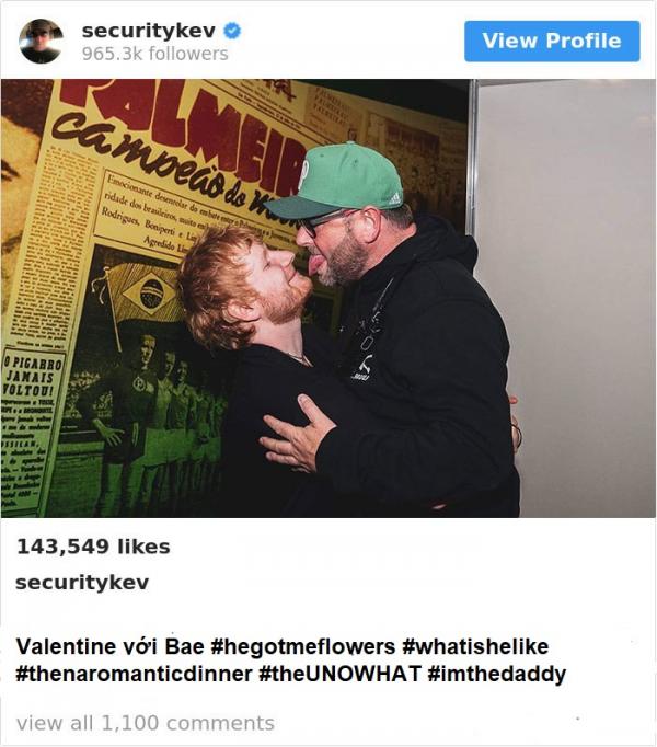 Anh vệ sĩ lầy lội nổi tiếng ngang ngửa Ed Sheeran nhờ hay đưa sếp ra làm trò đùa trên Instagram Anh vệ sĩ lầy lội nổi tiếng ngang ngửa Ed Sheeran nhờ hay đưa sếp ra làm trò đùa trên Instagram