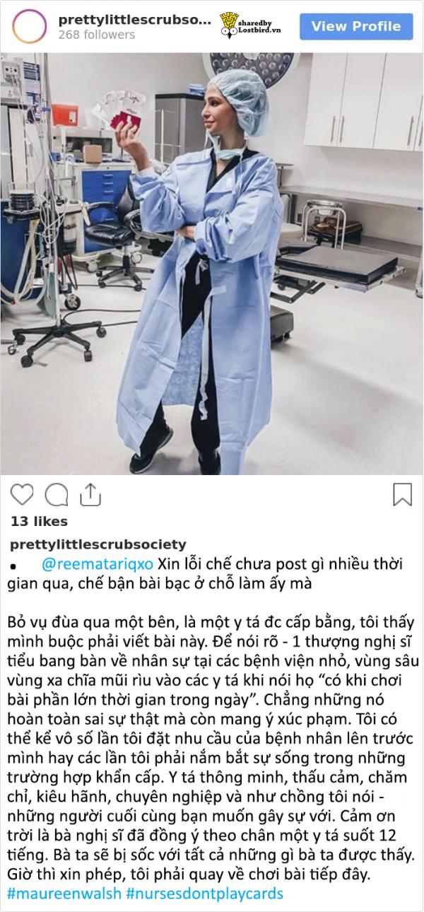 Cho rằng y tá lúc nào cũng đánh bài nên không cần nghỉ ngơi, nữ nghị sĩ liền hot trên Instagram Cho rằng y tá lúc nào cũng đánh bài nên không cần nghỉ ngơi, nữ nghị sĩ liền hot trên Instagram
