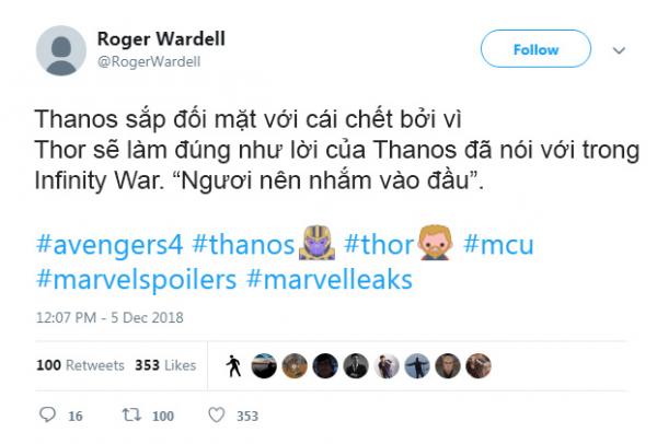Tài khoản Twitter bí ẩn đã tiết lộ trúng phóc các sự kiện trong 'Avengers: Endgame' từ tận năm ngoái Tài khoản Twitter bí ẩn đã tiết lộ trúng phóc các sự kiện trong 'Avengers: Endgame' từ tận năm ngoái