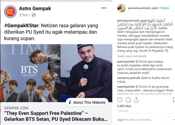 Nhà thuyết giáo người Malaysia đòi đất nước 'cấm cửa' BTS vì cho rằng nhóm là 'hậu duệ của Satan' Nhà thuyết giáo người Malaysia đòi đất nước 'cấm cửa' BTS vì cho rằng nhóm là 'hậu duệ của Satan'
