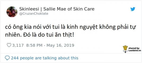 Đừng như các anh trai này, lầm tưởng kinh nguyệt là do... ăn thịt mà có Đừng như các anh trai này, lầm tưởng kinh nguyệt là do... ăn thịt mà có
