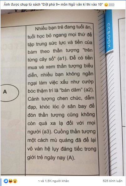 Sách tham khảo môn Văn gây phẫn nộ khi lấy ví dụ: fan K-Pop bán dâm để kiếm tiền mua vé concert Sách tham khảo môn Văn gây phẫn nộ khi lấy ví dụ: fan K-Pop bán dâm để kiếm tiền mua vé concert