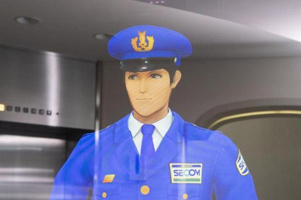 Nhân viên bảo vệ ảo kích cỡ người thật theo phong cách anime tại Nhật Bản Nhân viên bảo vệ ảo kích cỡ người thật theo phong cách anime tại Nhật Bản