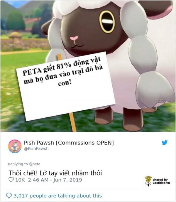 PETA lại bị cười nhạo khi dùng pokémon Wooloo để tuyên truyền ngừng sử dụng lông cừu PETA lại bị cười nhạo khi dùng pokémon Wooloo để tuyên truyền ngừng sử dụng lông cừu