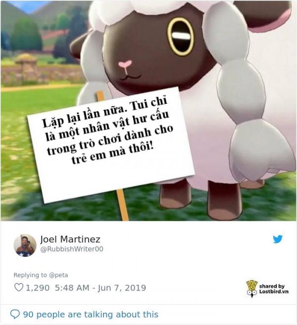 PETA lại bị cười nhạo khi dùng pokémon Wooloo để tuyên truyền ngừng sử dụng lông cừu PETA lại bị cười nhạo khi dùng pokémon Wooloo để tuyên truyền ngừng sử dụng lông cừu
