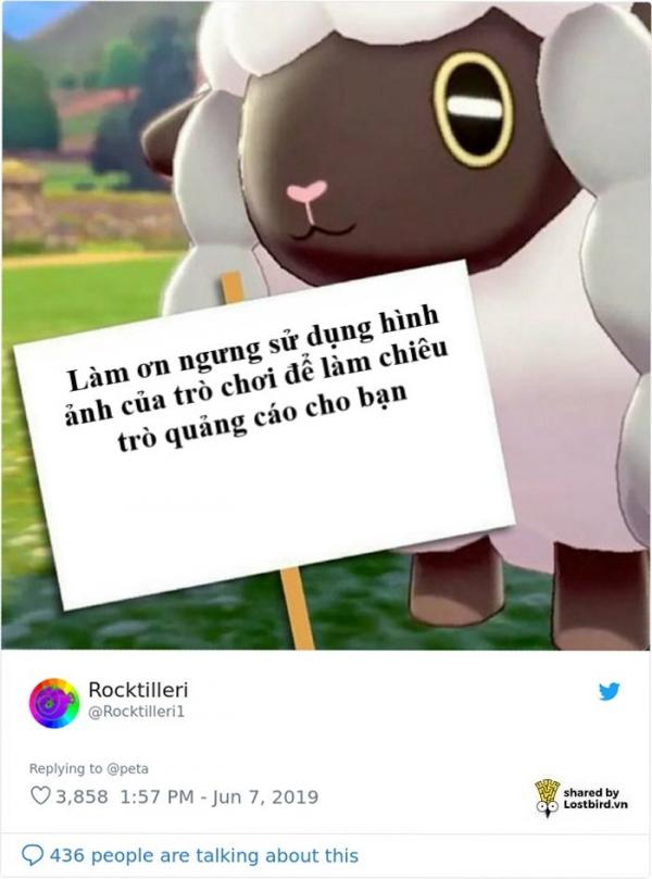PETA lại bị cười nhạo khi dùng pokémon Wooloo để tuyên truyền ngừng sử dụng lông cừu PETA lại bị cười nhạo khi dùng pokémon Wooloo để tuyên truyền ngừng sử dụng lông cừu