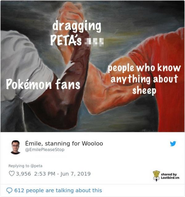 PETA lại bị cười nhạo khi dùng pokémon Wooloo để tuyên truyền ngừng sử dụng lông cừu PETA lại bị cười nhạo khi dùng pokémon Wooloo để tuyên truyền ngừng sử dụng lông cừu