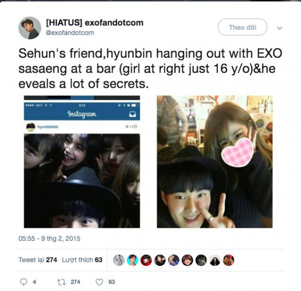 Bạn thân xấu tính khiến Sehun (EXO) khổ sở: Hám fame, chơi với sasaengfan fan bán đứng bạn mình Bạn thân xấu tính khiến Sehun (EXO) khổ sở: Hám fame, chơi với sasaengfan fan bán đứng bạn mình