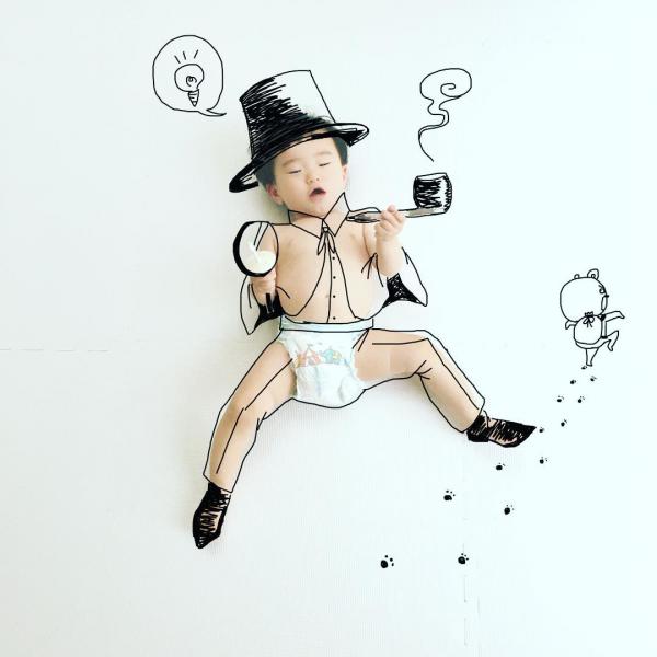 'Bố bỉm sữa' trổ tài họa sĩ biến con thành tác phẩm nghệ thuật 'Bố bỉm sữa' trổ tài họa sĩ biến con thành tác phẩm nghệ thuật