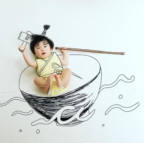 'Bố bỉm sữa' trổ tài họa sĩ biến con thành tác phẩm nghệ thuật 'Bố bỉm sữa' trổ tài họa sĩ biến con thành tác phẩm nghệ thuật
