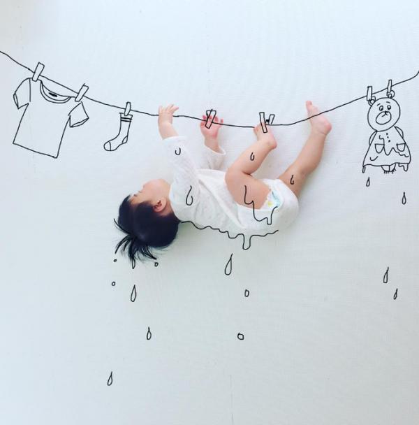 'Bố bỉm sữa' trổ tài họa sĩ biến con thành tác phẩm nghệ thuật 'Bố bỉm sữa' trổ tài họa sĩ biến con thành tác phẩm nghệ thuật