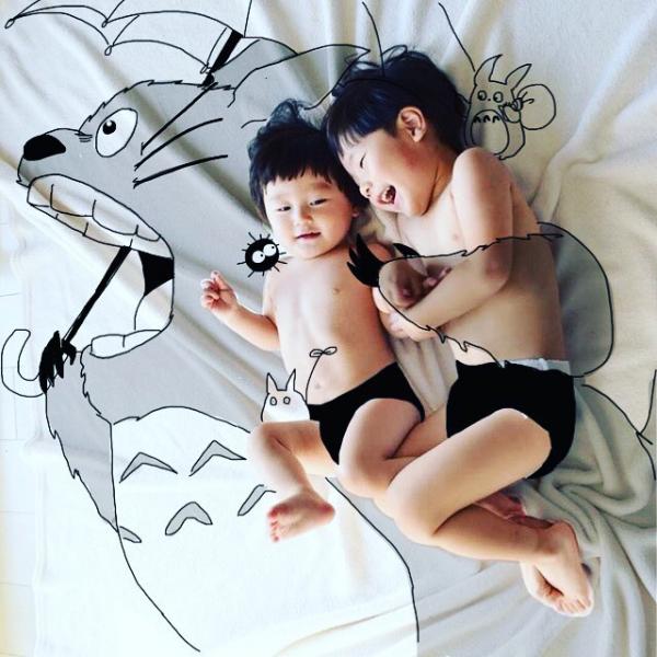 'Bố bỉm sữa' trổ tài họa sĩ biến con thành tác phẩm nghệ thuật 'Bố bỉm sữa' trổ tài họa sĩ biến con thành tác phẩm nghệ thuật