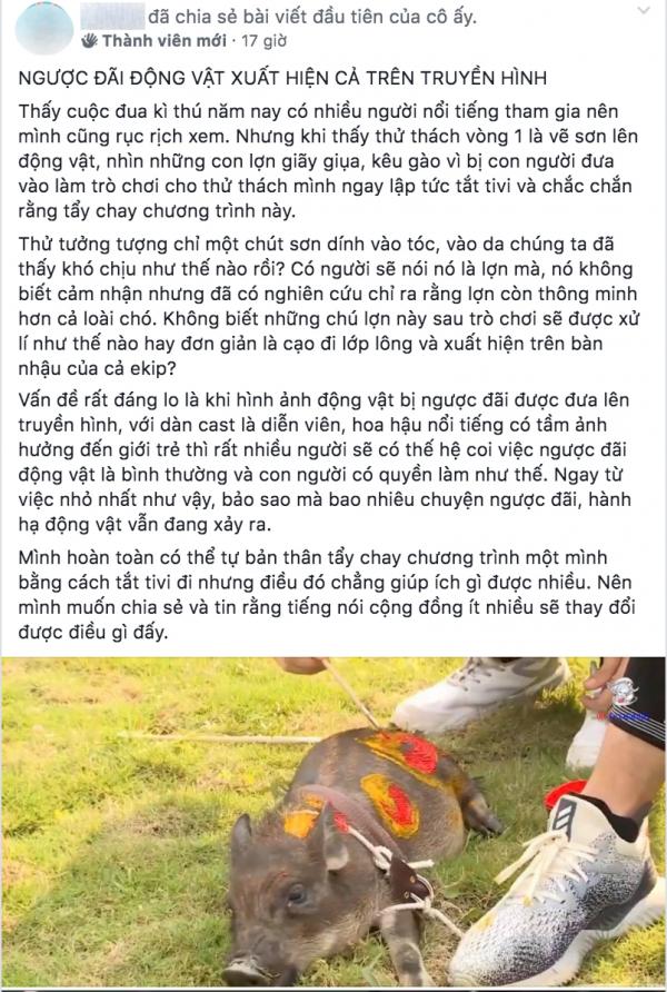 'Cuộc Đua Kỳ Thú' gây tranh cãi lớn khi trói, vẽ sơn lên động vật và còn phát sóng trên truyền hình 'Cuộc Đua Kỳ Thú' gây tranh cãi lớn khi trói, vẽ sơn lên động vật và còn phát sóng trên truyền hình