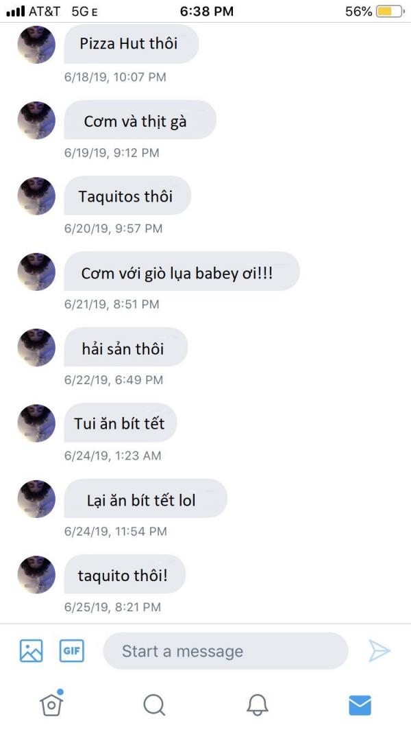 Thanh niên lầy lội suốt 4 tháng nhắn tin cho người lạ chỉ để kể về bữa tối của mình Thanh niên lầy lội suốt 4 tháng nhắn tin cho người lạ chỉ để kể về bữa tối của mình