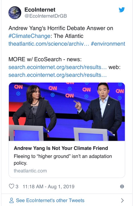 Ứng cử viên tổng thống Mỹ Andrew Yang: 'Đã quá muộn cho tình trạng biến đổi khí hậu' Ứng cử viên tổng thống Mỹ Andrew Yang: 'Đã quá muộn cho tình trạng biến đổi khí hậu'