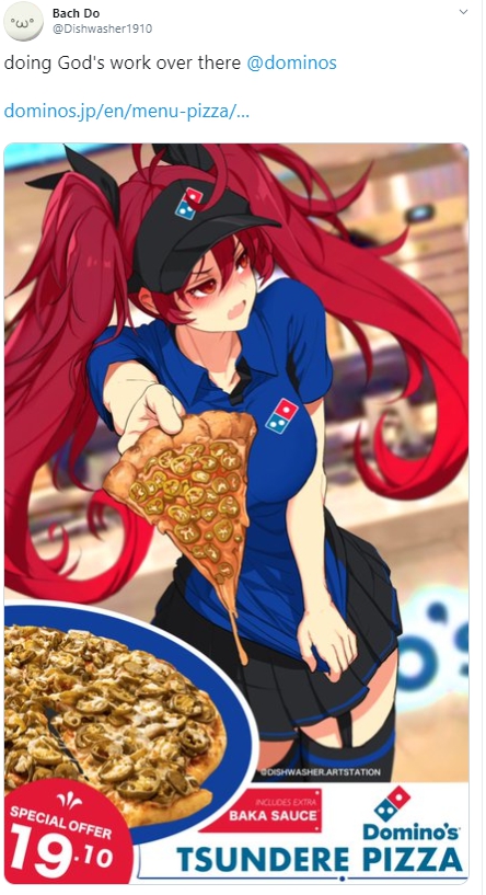 Domino's Pizza Nhật Bản tung ra thị trường loại pizza chỉ dành cho các 'Tsundere' Domino's Pizza Nhật Bản tung ra thị trường loại pizza chỉ dành cho các 'Tsundere'