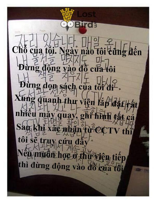 Tuyển tập những mẩu tin nhắn 'hết hồn hà' trong thư viện Hàn Quốc Tuyển tập những mẩu tin nhắn 'hết hồn hà' trong thư viện Hàn Quốc