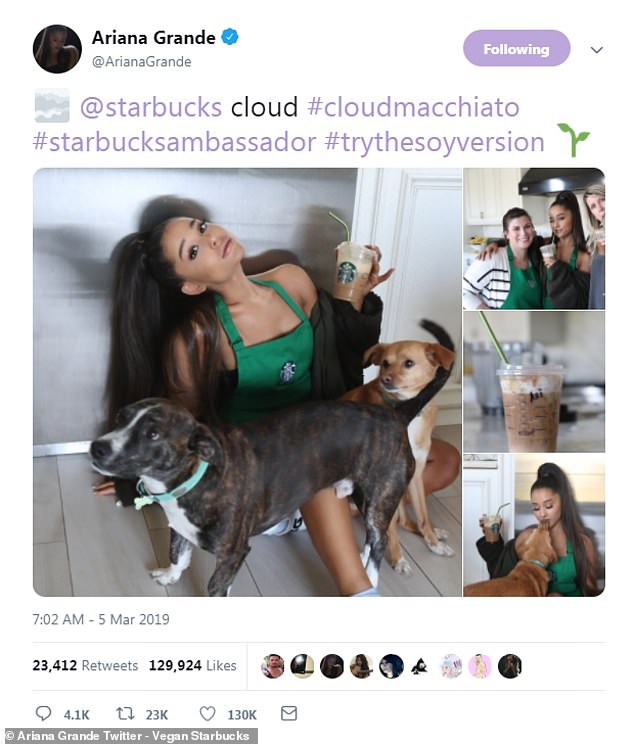 Ariana Grande chọc giận fan khi tự nhận '100% ăn chay' nhưng vẫn dùng đồ uống bơ sữa của Starbucks Ariana Grande chọc giận fan khi tự nhận '100% ăn chay' nhưng vẫn dùng đồ uống bơ sữa của Starbucks