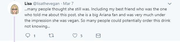 Ariana Grande chọc giận fan khi tự nhận '100% ăn chay' nhưng vẫn dùng đồ uống bơ sữa của Starbucks Ariana Grande chọc giận fan khi tự nhận '100% ăn chay' nhưng vẫn dùng đồ uống bơ sữa của Starbucks