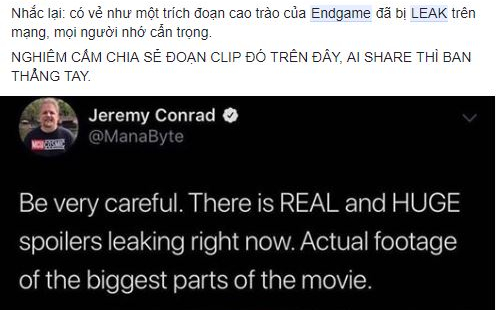 Cảnh báo: 'Avengers: Endgame' bị lộ clip và cốt truyện quan trọng Cảnh báo: 'Avengers: Endgame' bị lộ clip và cốt truyện quan trọng